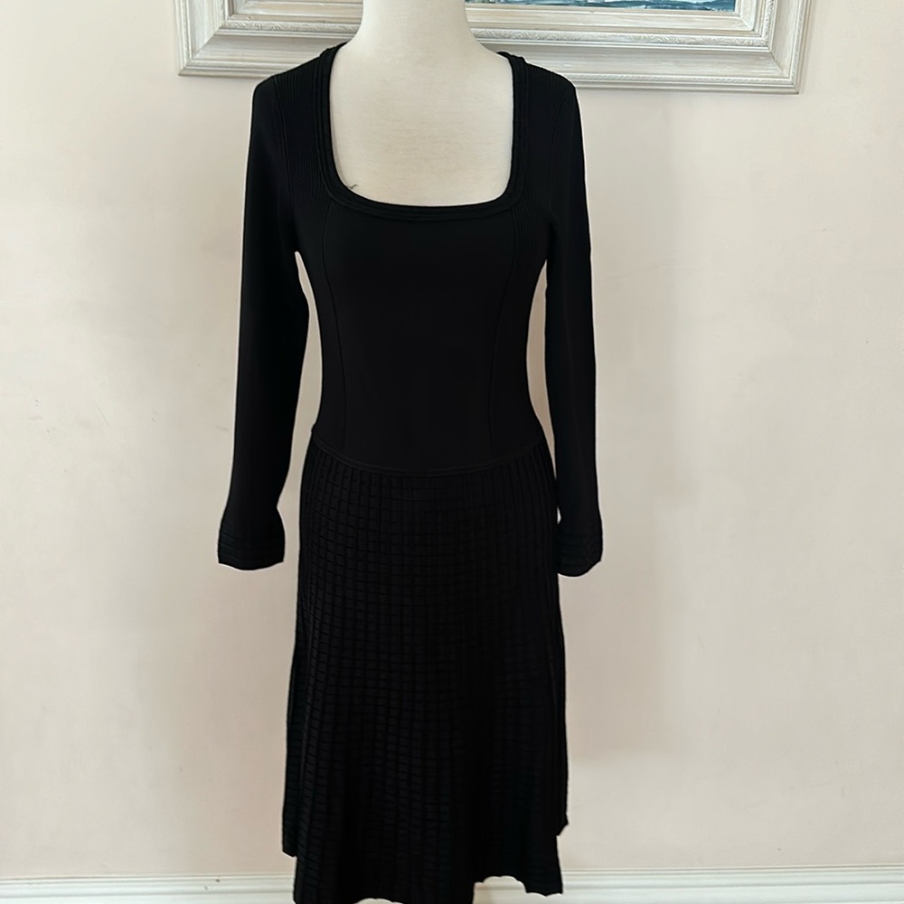 Tory Burch Thea ribbed black knit dress. New with tags.